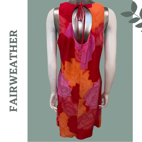 🛍️3/$40 Vintage 90’s Fairweather Floral Sleevelesss Open Back Red and Pink Large - Picture 3 of 6